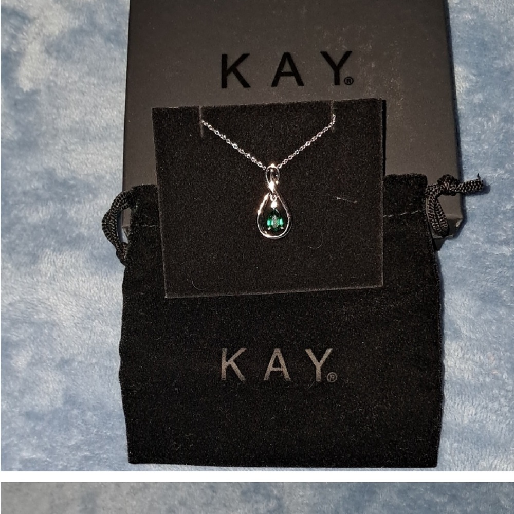 Silver Necklace with Green Gemstone